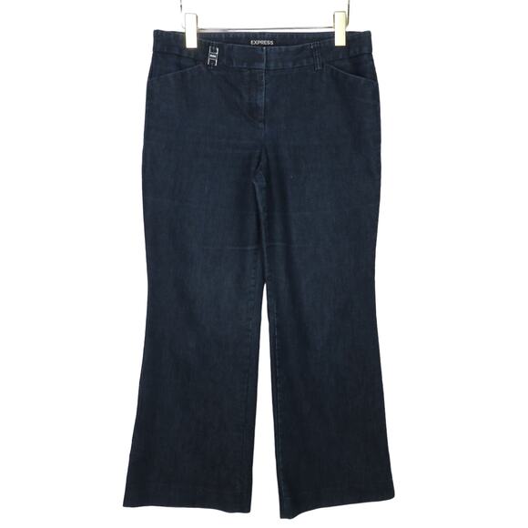 Express Editor Navy Blue Chambray Straight Leg Dress Pants Jeans Trousers 8S - Picture 3 of 8